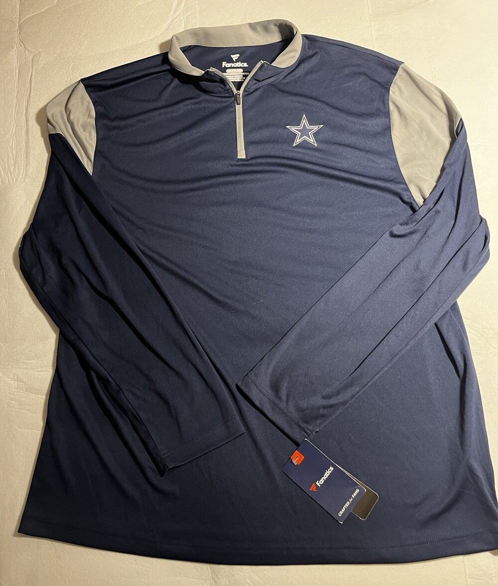 Dallas Cowboys Fanatics 1/4 Zip Pullover Men 2XL Navy Gray NFL NWT